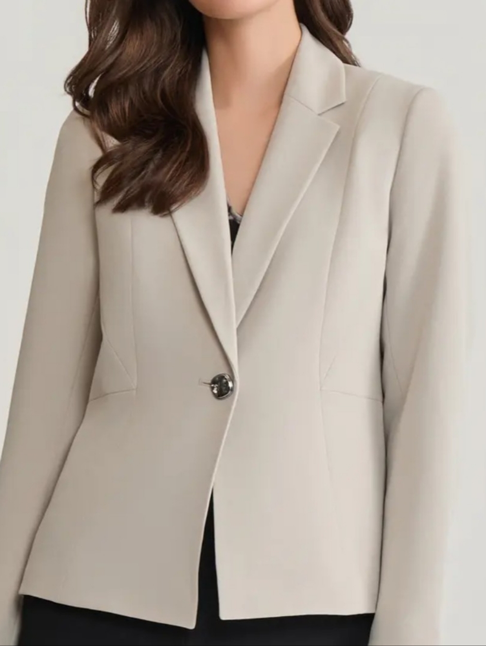 Kasper Women's Light Cream Tailored Single-Button Blazer
